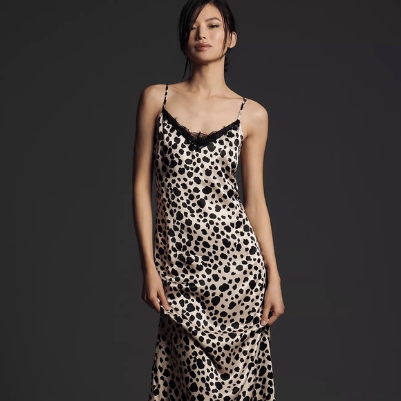 NWT By Anthropologie V-Neck Open-Back Slip Midi Dress Sz XS - Picture 7 of 11